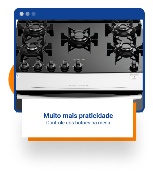 Fogão 5 Bocas Branco com Mesa de Vidro Atlas Mônaco Top Glass Bivolt
 Bivolt