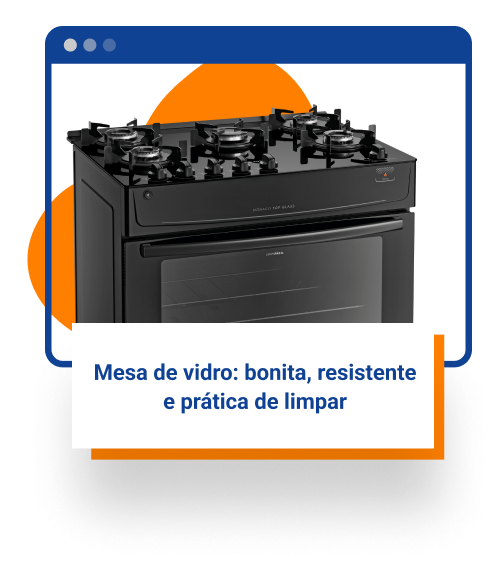 Fogão 5 Bocas Preto com Mesa de Vidro Atlas Mônaco Top Glass Bivolt
 Bivolt